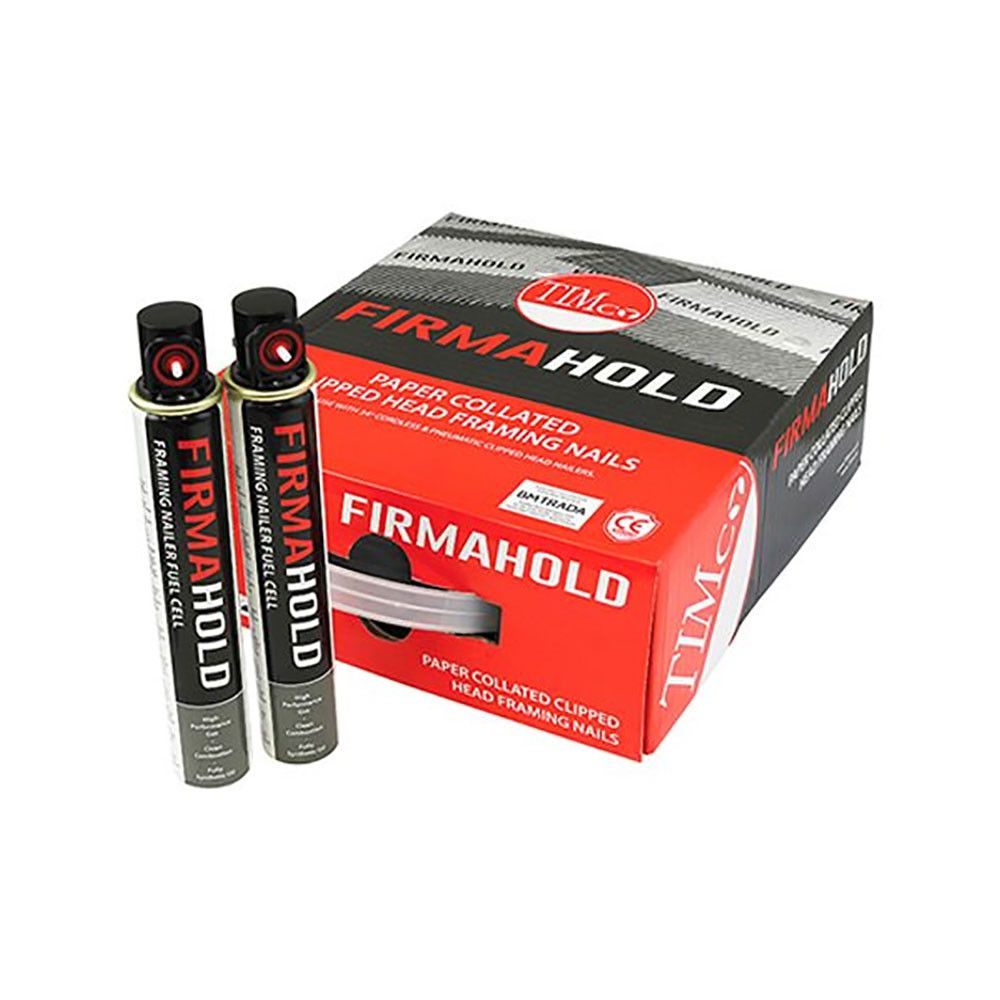 Product image for FirmaHold Collated FirmaGalv + Clipped Head Part Ring Shank Nails with 2 CFC Fuel Cells Trade Pack of 2200 - 3.1mm x 90mm