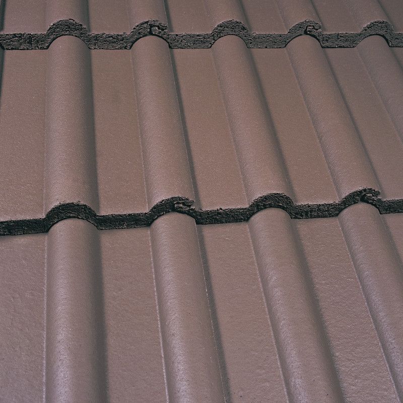 Product image for Marley Double Roman Interlocking Concrete Roof Tile Smooth Brown - Pallet of 192
