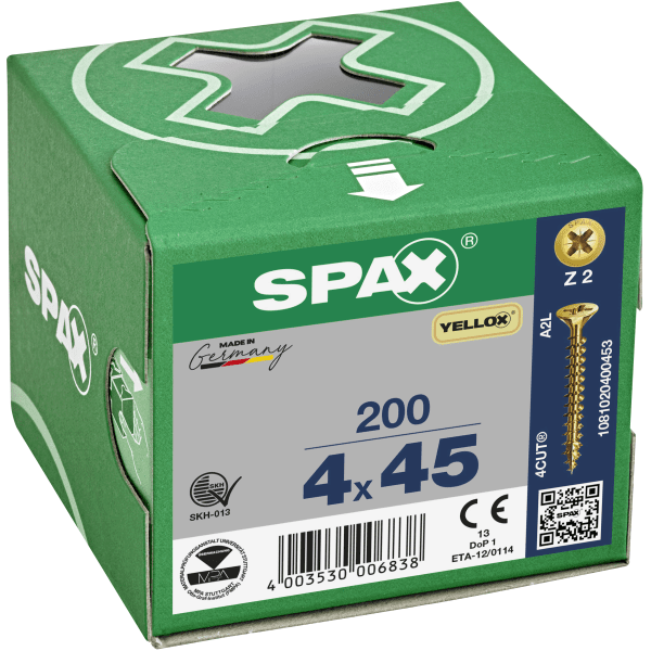 Image of Spax Universal Use Screw - Full Thread - Yellox Coated 4.0 X 45mm