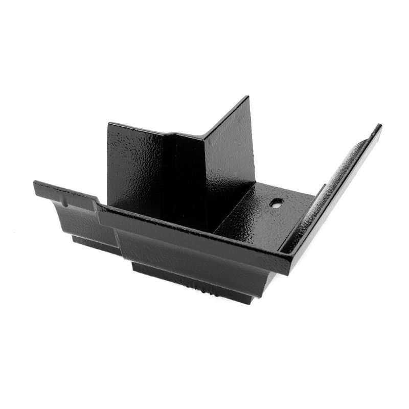 Image of Cast Aluminium Guttering Moulded 90dg External Angle 125mm x 100mm - Textured Black