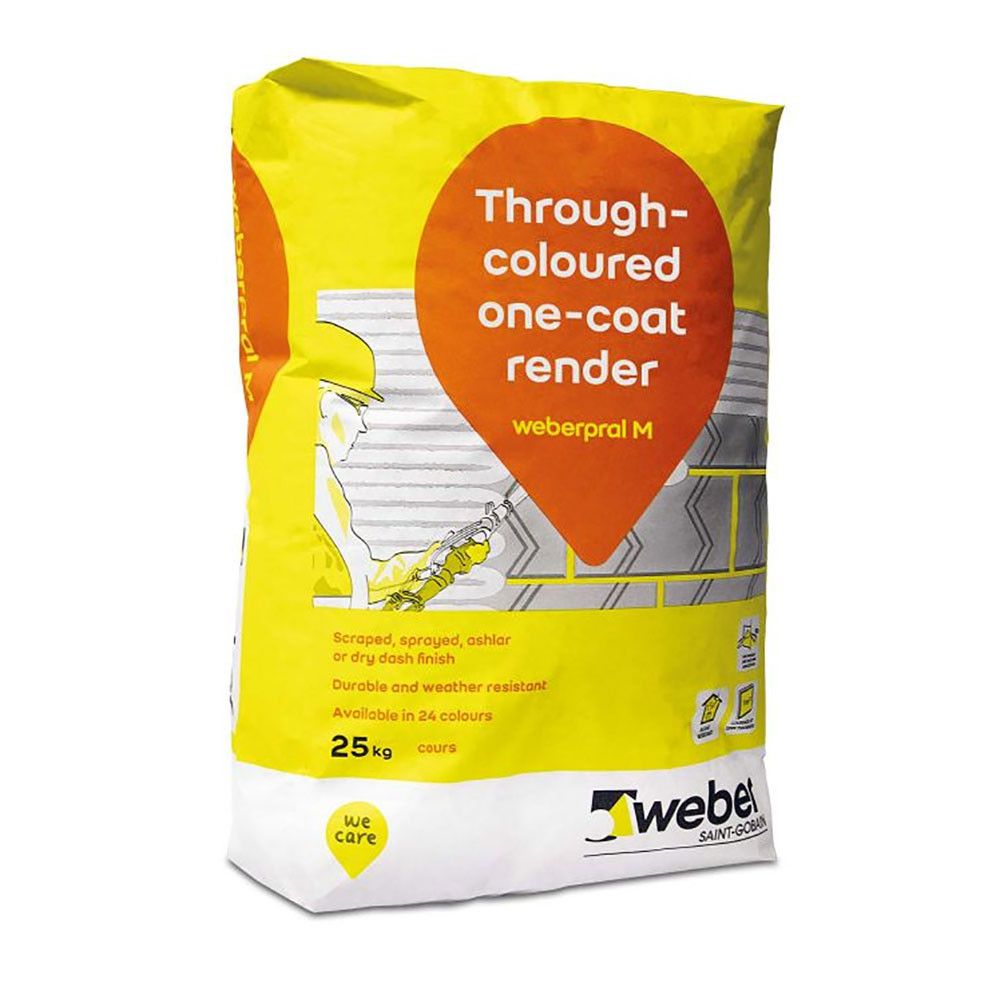 Product image for Saint Gobain Weberpral M Through-Coloured One Coat Render 25kg - Silver Pearl