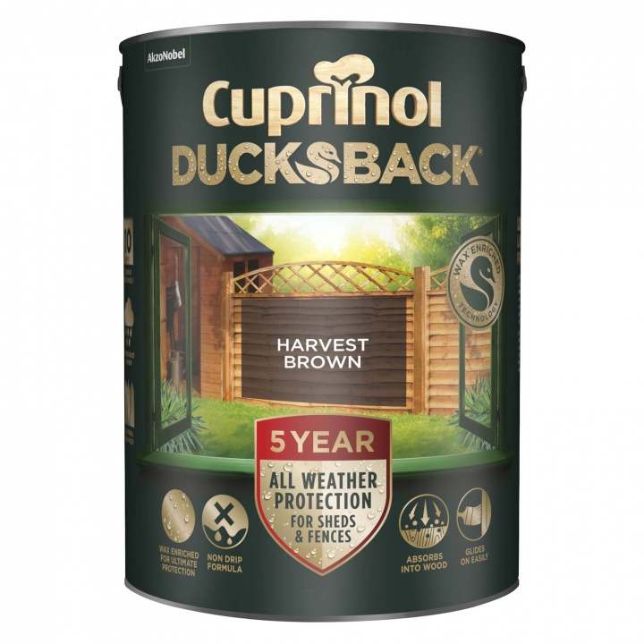 Product image for Cuprinol Ducksback 5 Year Waterproof for Sheds and Fences - 5 Litre Forest Oak