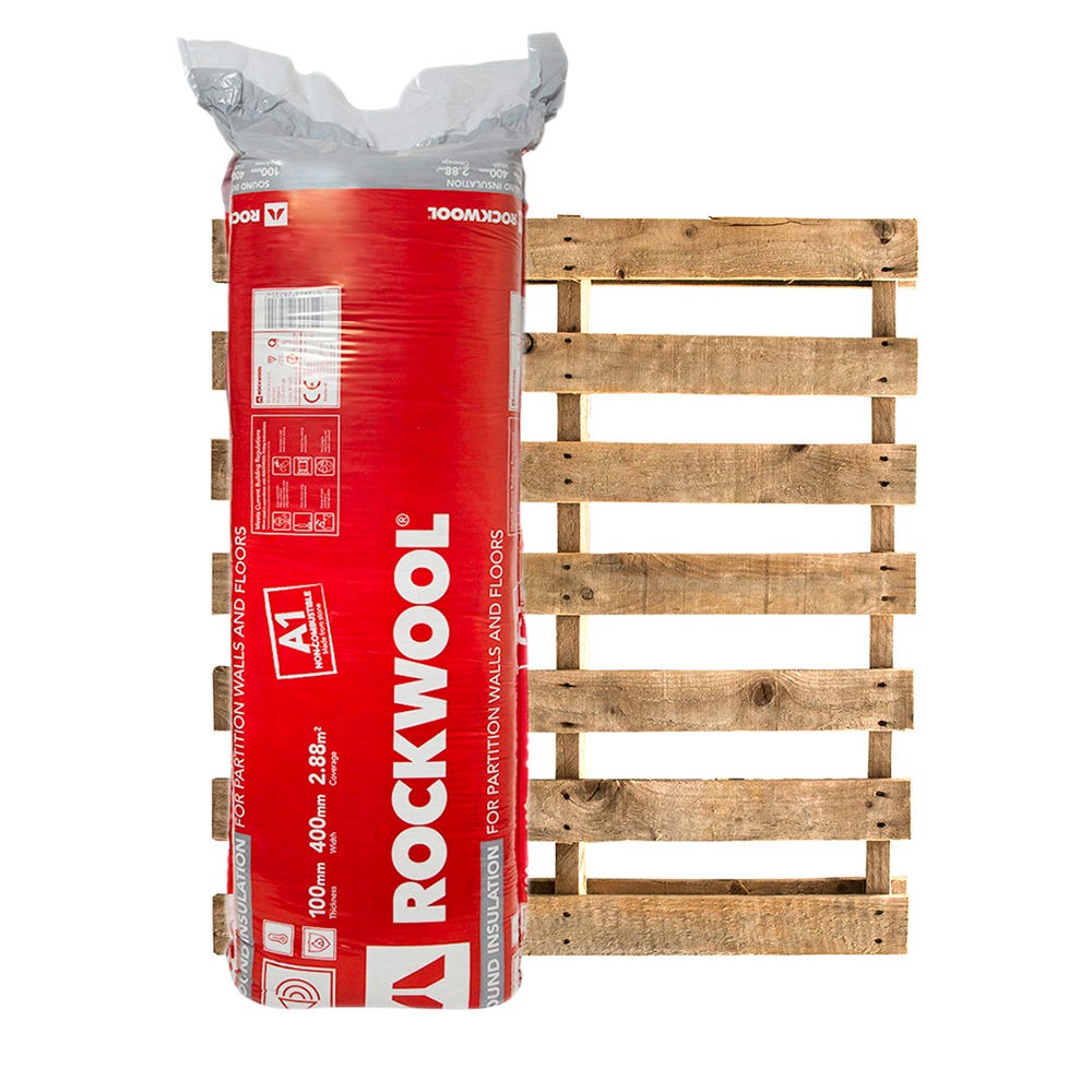 Product image for 100mm Rockwool Sound Insulation Slab 1200mm X 400mm Pallet Of 25 (72m²)