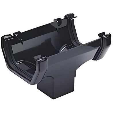 Product image for 114mm FloPlast Square Gutter Running Outlet uPVC Black