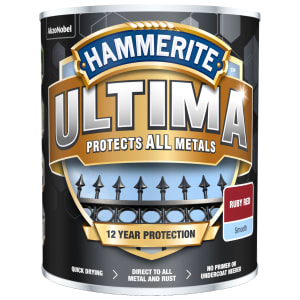 Product image for Hammerite Ultima Metal Paint - Smooth Ruby Red - 750ml
