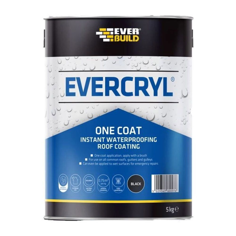 Image of Everbuild Evercryl One Coat Acrylic Waterproof Coating - 5kg Grey