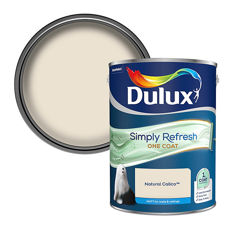 Product image for Dulux One coat Natural calico Matt Emulsion paint, 5L
