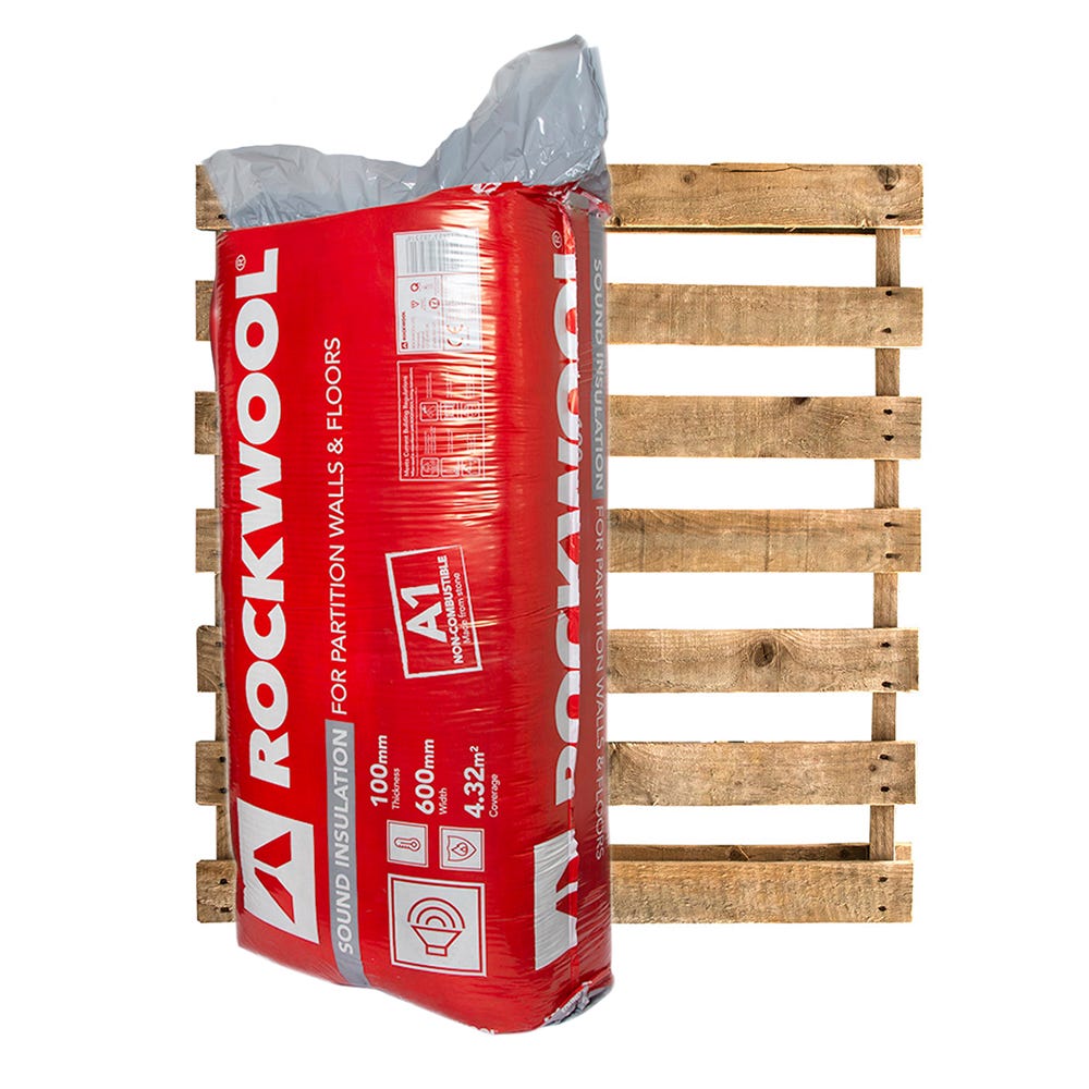 Product image for 100mm Rockwool Sound Insulation Slab 1200mm X 600mm Pallet Of 15 (64.8m²)