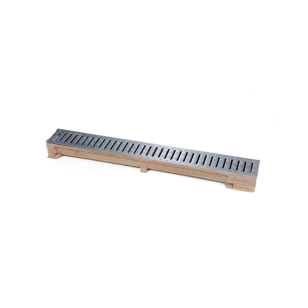 Product image for 1000mm Clark-drain A15 Polymer Concrete Domestic Channel & Slotted Galvanised Steel Grate