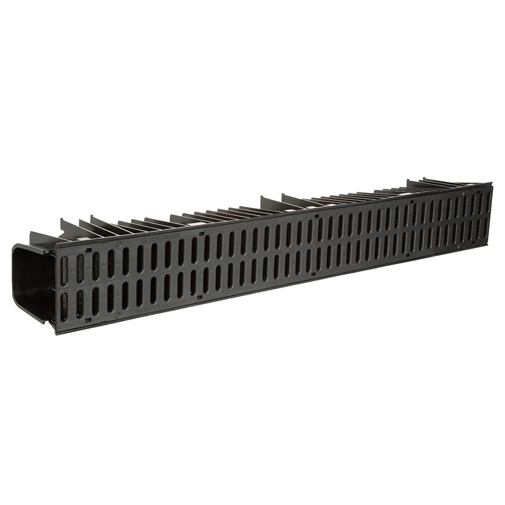 Product image for 1000mm Clark-drain A15 Black Polypropylene Domestic Channel & Slotted Mesh Snap Lock Grate