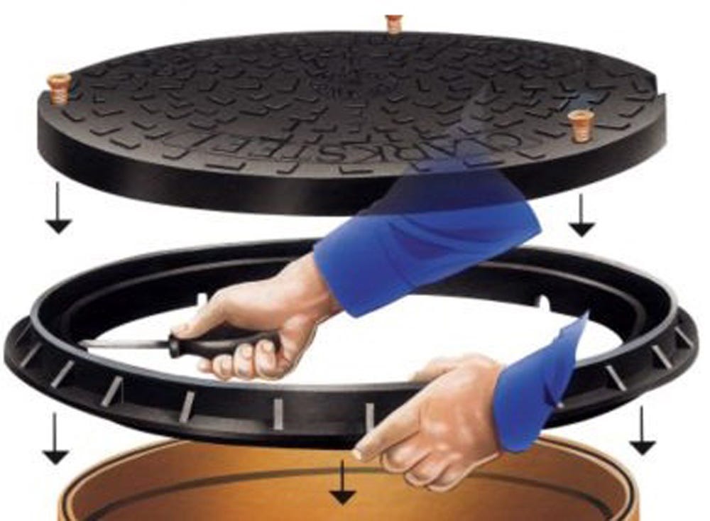 Image of 450mm Ã˜ Clark-drain 3.5T Polypropylene Solid Top Domestic Manhole Cover & Frame Dual Lock