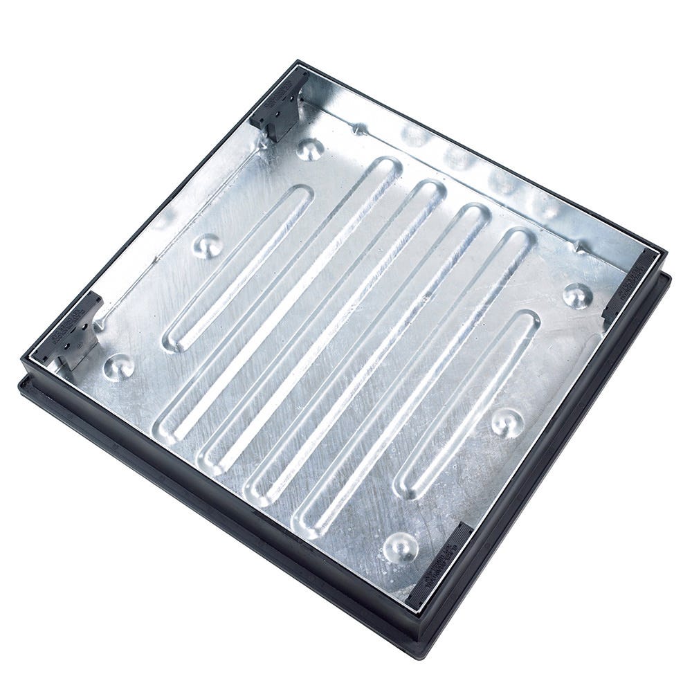 Image of 600mm X 600mm Clark-drain 10T GPW Recessed Block Paviour Manhole Cover & Frame