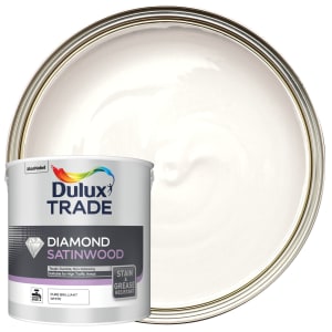 Product image for Dulux Trade Diamond Satinwood Paint - Pure Brilliant White - 2.5L