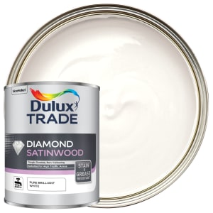 Product image for Dulux Trade Diamond Satinwood Paint - 1L Pure Brilliant White