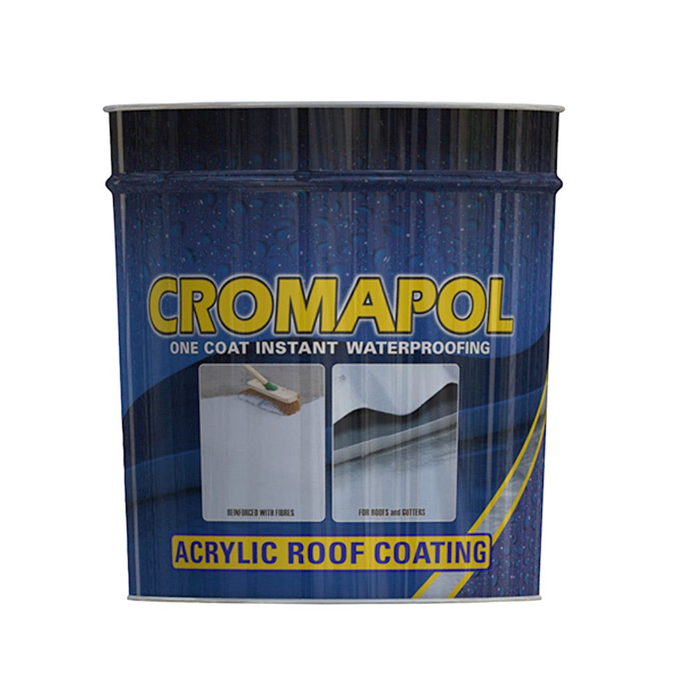 Product image for Cromar Cromapol One Coat Instant Waterproofing Acrylic Coating Black 5kg