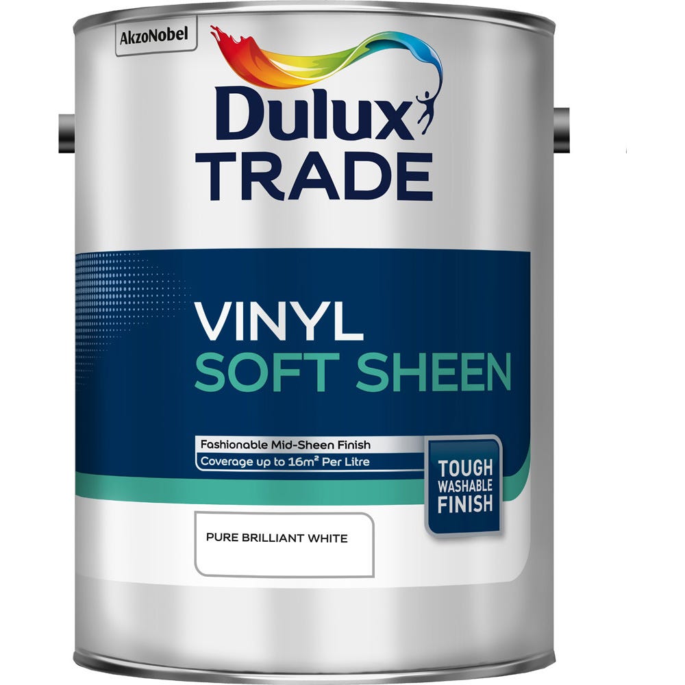 Product image for Dulux Trade Vinyl Soft Sheen Pure Brilliant White 5L