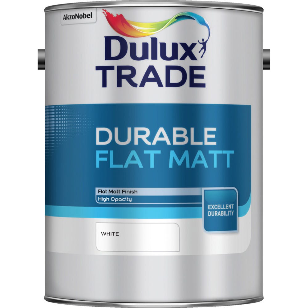 Product image for Dulux Trade Durable Flat Matt White 5L