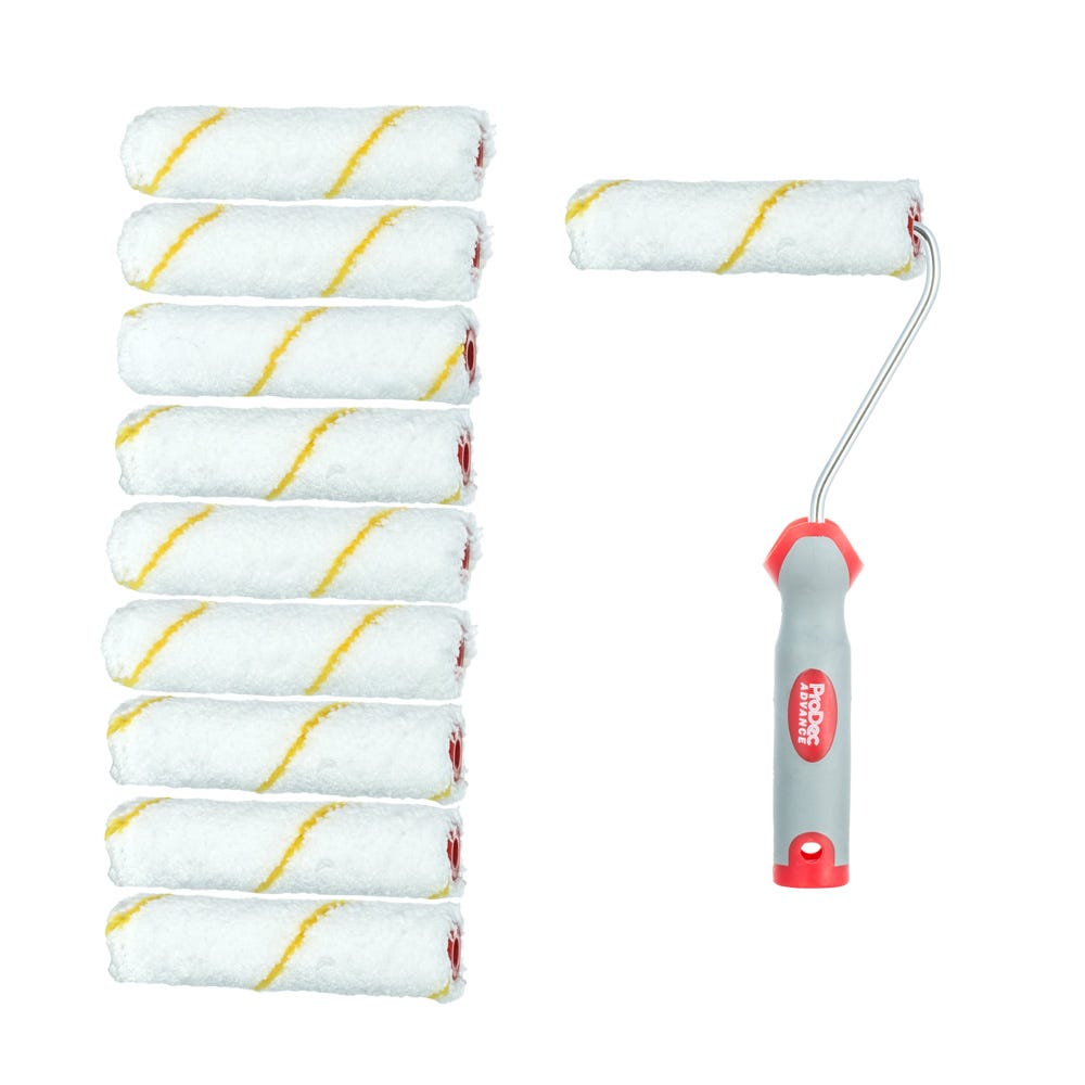 Product image for Prodec 4'' Short Pile Microfibre Roller & Frame Pack Of 10