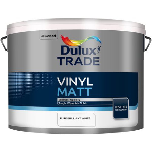 Product image for Dulux Trade Vinyl White Matt Emulsion 10ltr