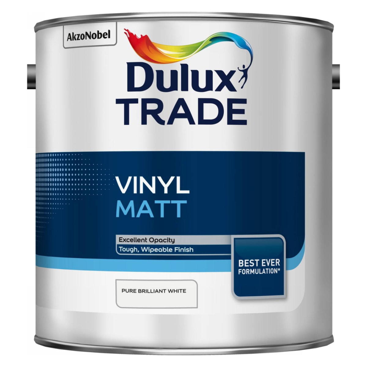 Product image for Dulux Trade Vinyl Matt Paint 2.5L Pure Brilliant White