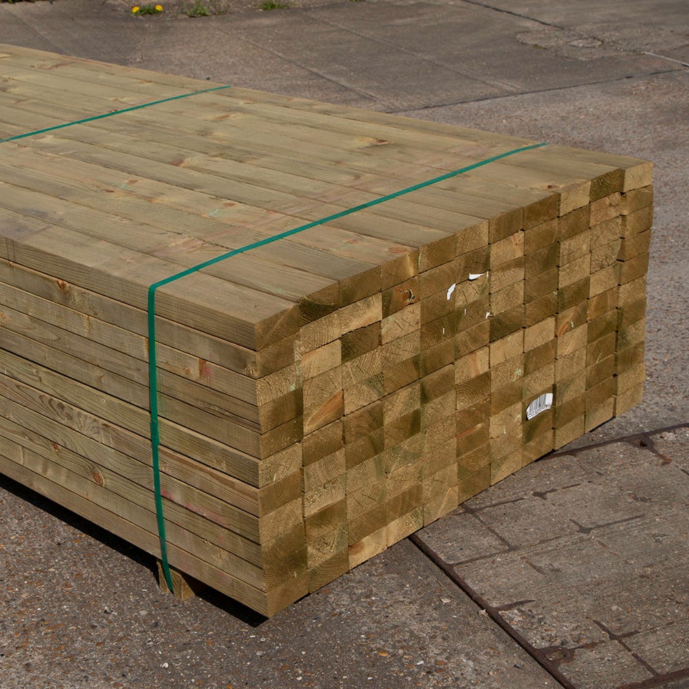 Product image for 47mm x 100mm C24 Treated Timber 4800mm (4'' x 2'') Pack of 132