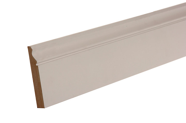 Product image for GoodHome Primed White MDF Ogee Skirting board (L)2400mm (W)119mm (T)18mm