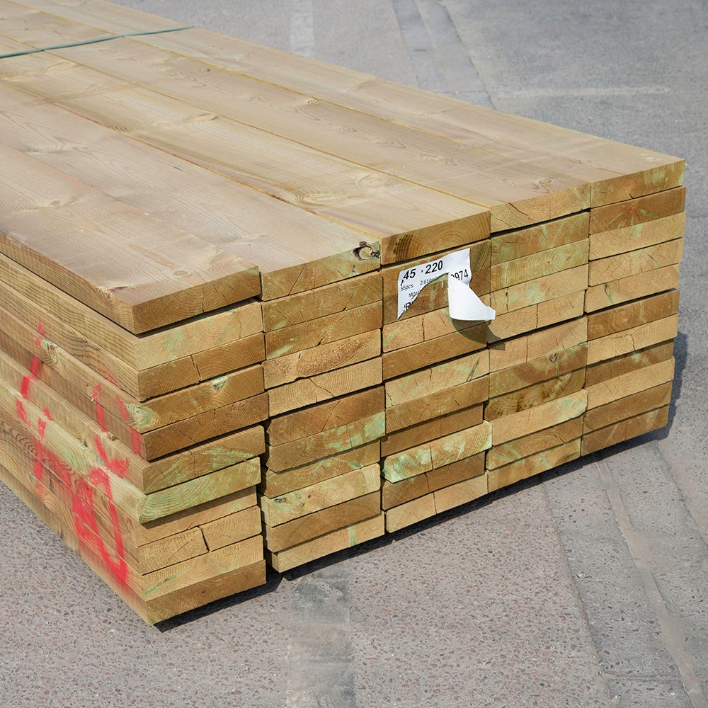 Image of 47mm x 225mm C24 Treated Timber 6000mm (9'' x 2'') Pack of 60