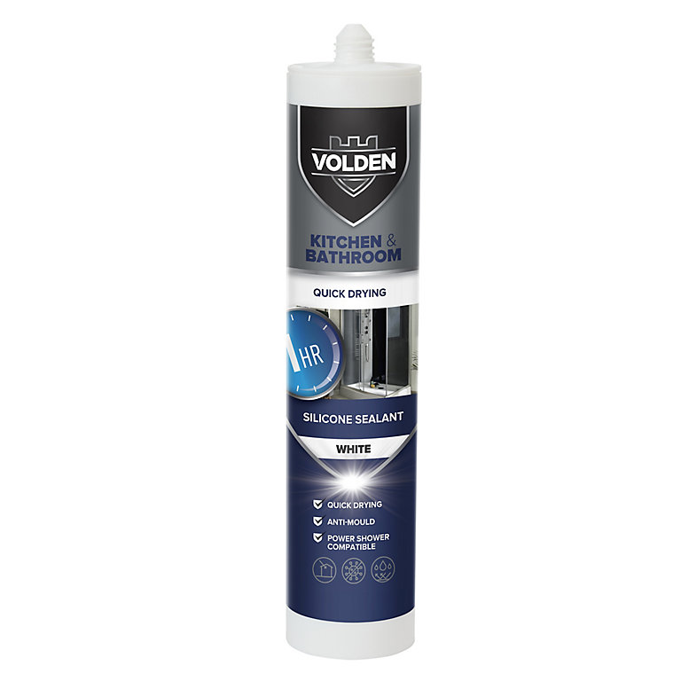 Product image for Volden Quick dry White Silicone-based Bathroom & kitchen Cartridge Sealant, 280ml