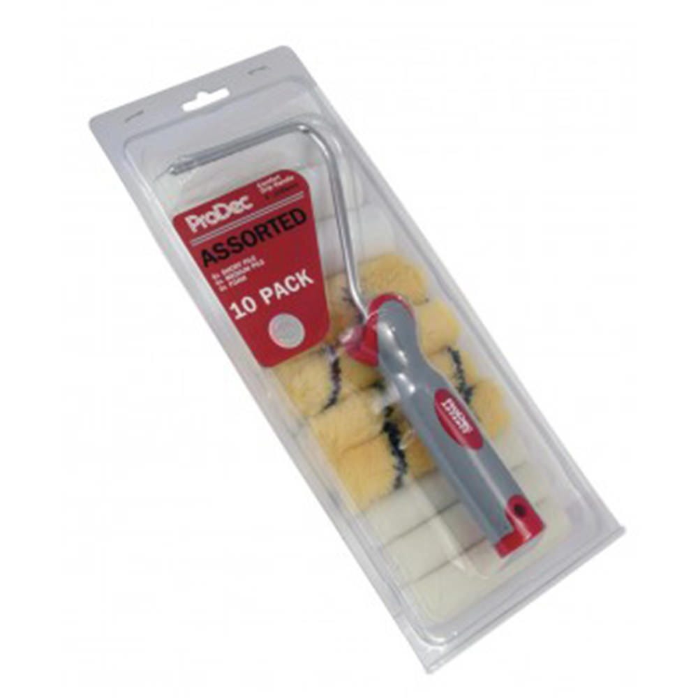 Product image for Prodec 4'' Assorted Mini Rollers & Frame Pack Of 10