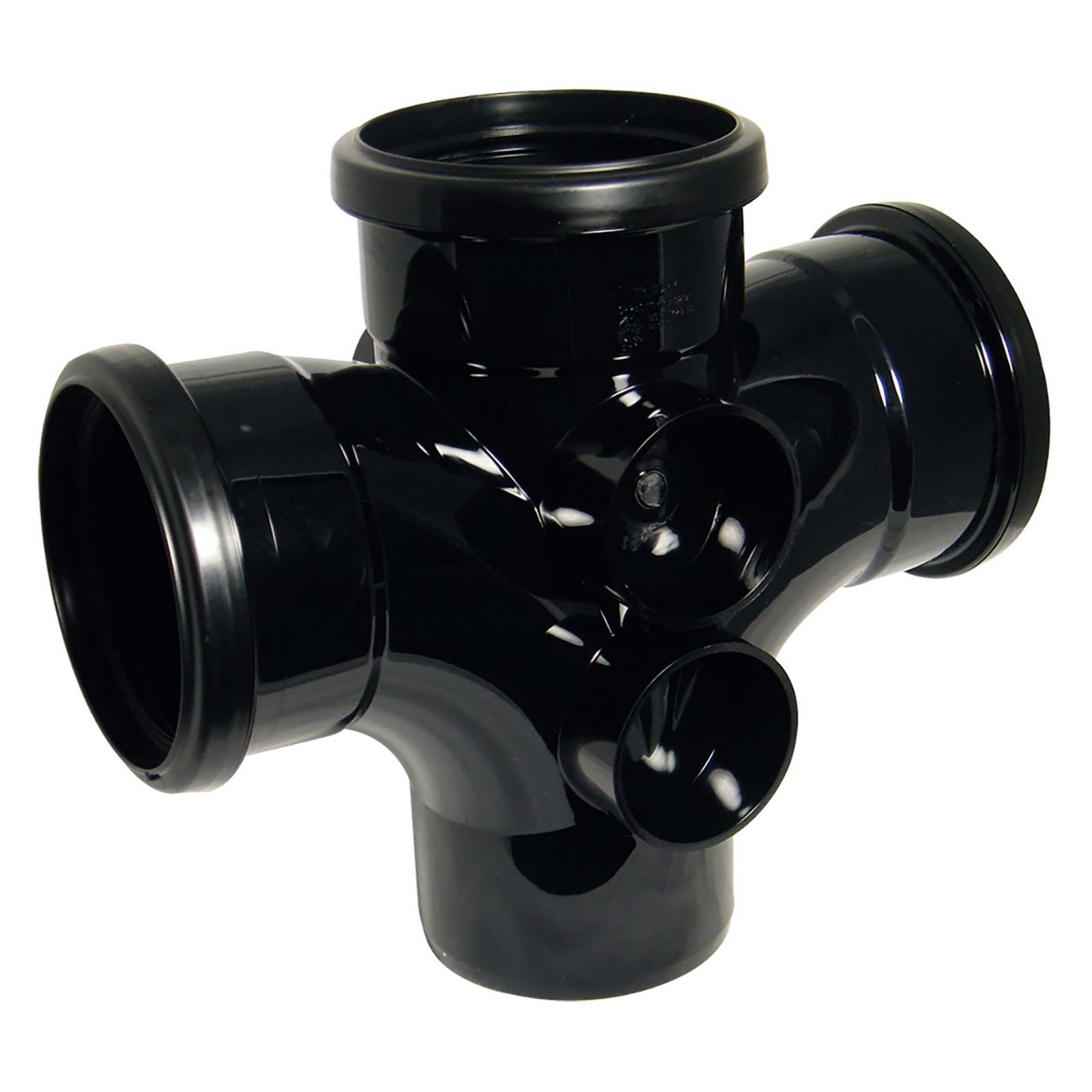 Image of FloPlast Black 110mm Soil 92.5° Triple Socket Branch