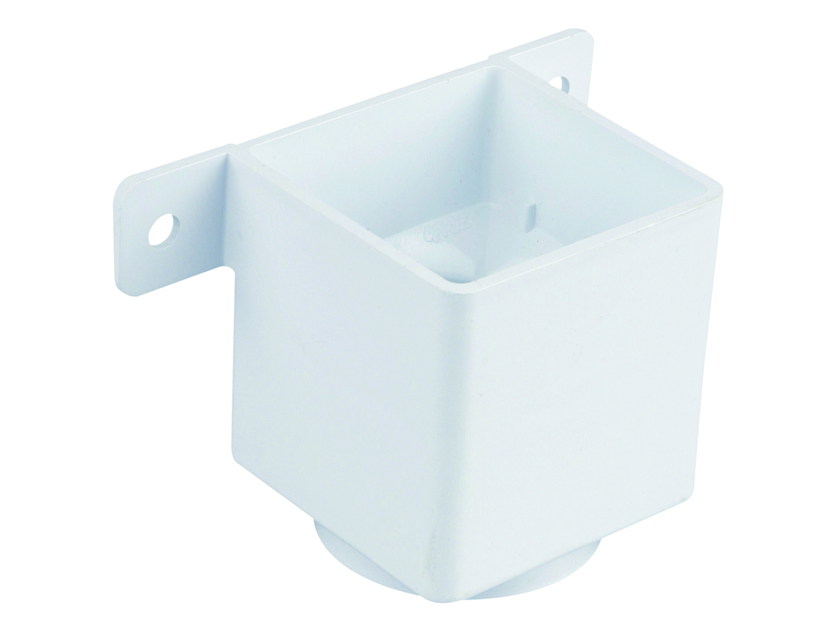 Product image for Wavin Osma SquareLine pipe connector and bracket 61mm white 4T823W