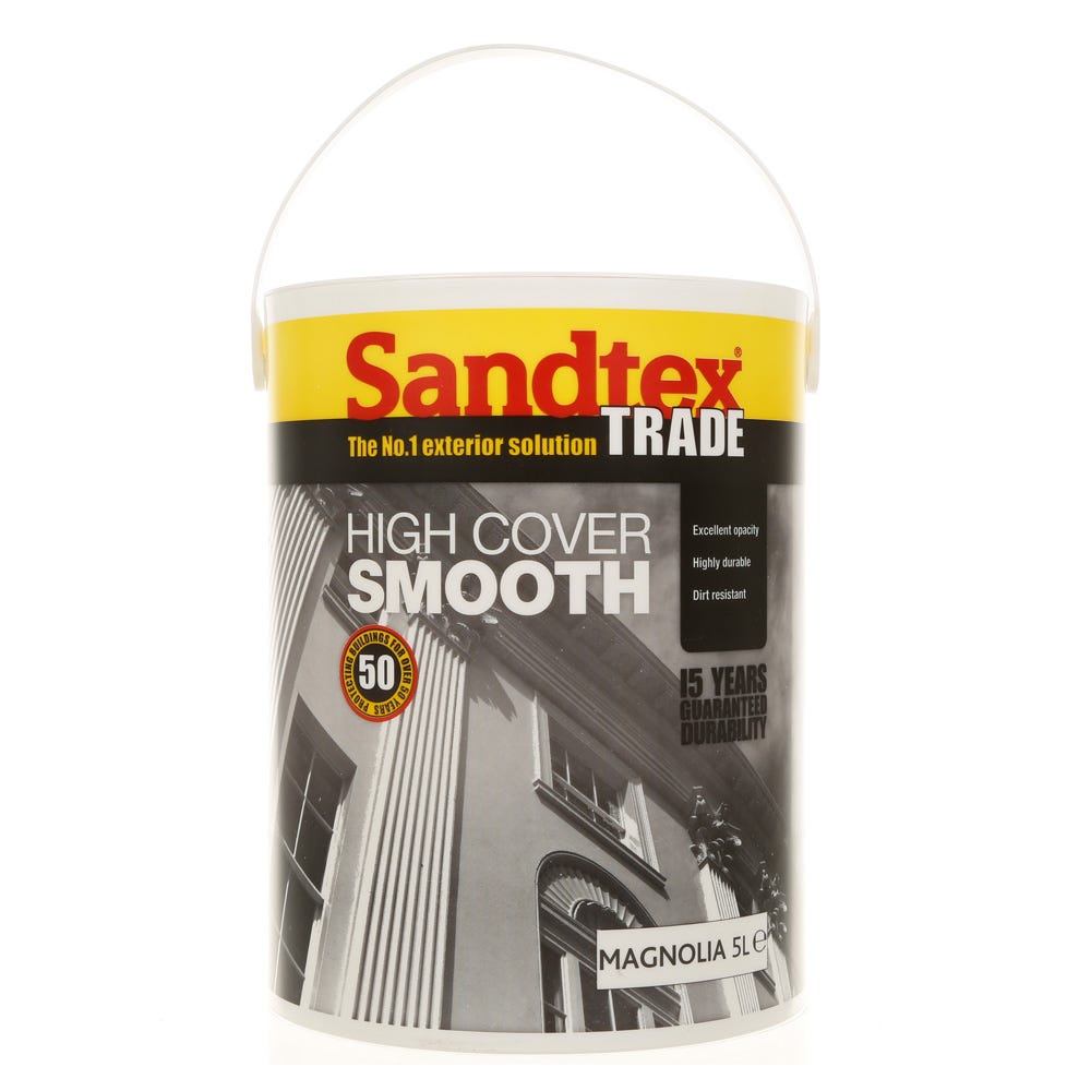 Product image for Sandtex Trade High Cover Smooth Magnolia 5L