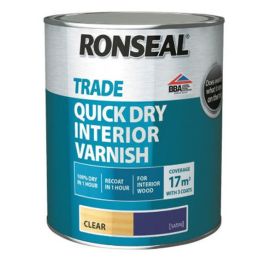 Product image for Ronseal Trade Quick Drying Interior Varnish Clear Satin 750ml