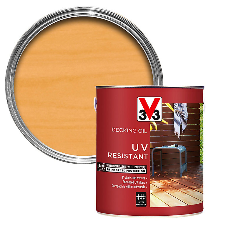Image of V33 Clear UV resistant Decking Wood oil, 2.5L