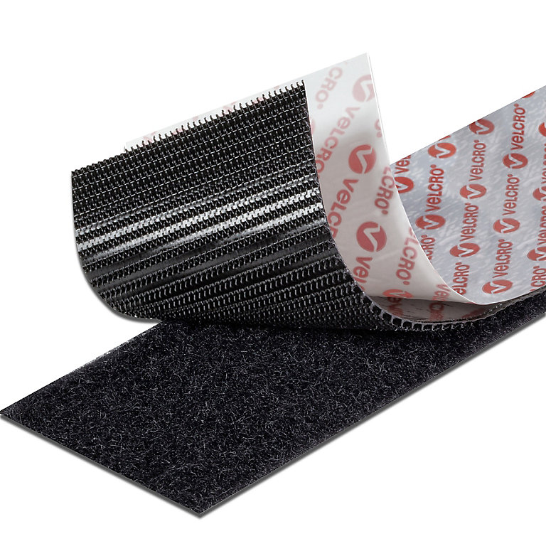 Image of Velcro brand Black Hook & loop Tape (L)1m (W)50mm