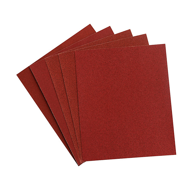 Product image for Aluminium oxide Assorted Hand sanding sheets for Fillers, paints & wood, Pack of 5