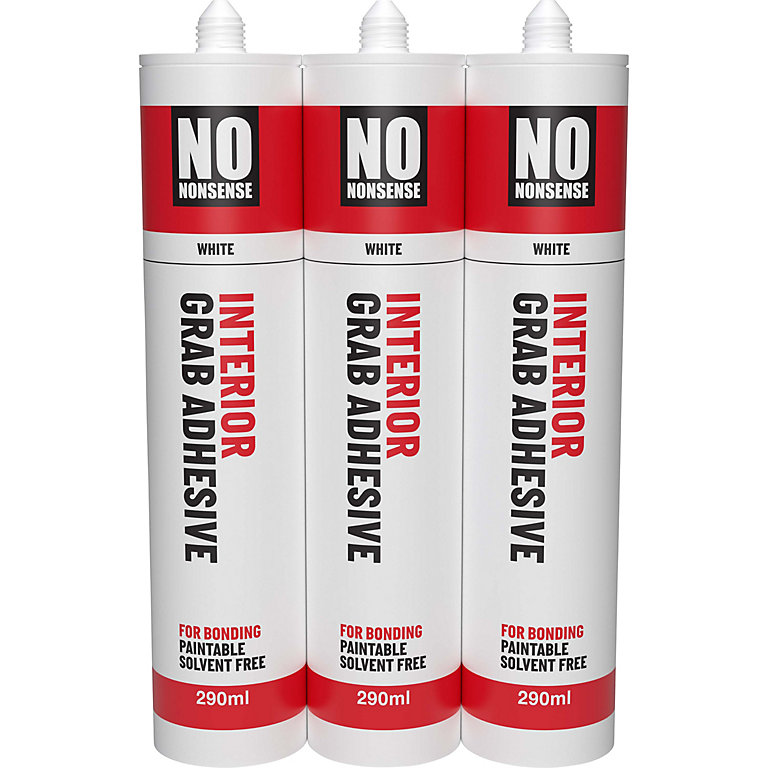 Image of No Nonsense White Grab adhesive 870ml, Pack of 3
