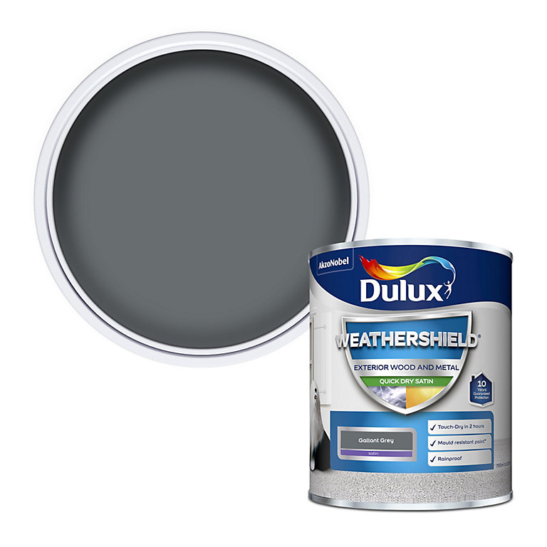 Product image for Dulux Weathershield Gallant grey Satinwood Exterior Metal & wood paint, 750ml Tin