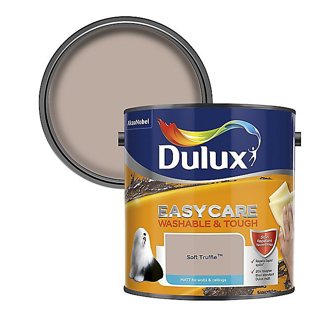 Image of Dulux Easycare Washable & Tough Soft truffle Matt Wall & ceiling Emulsion paint, 2.5L