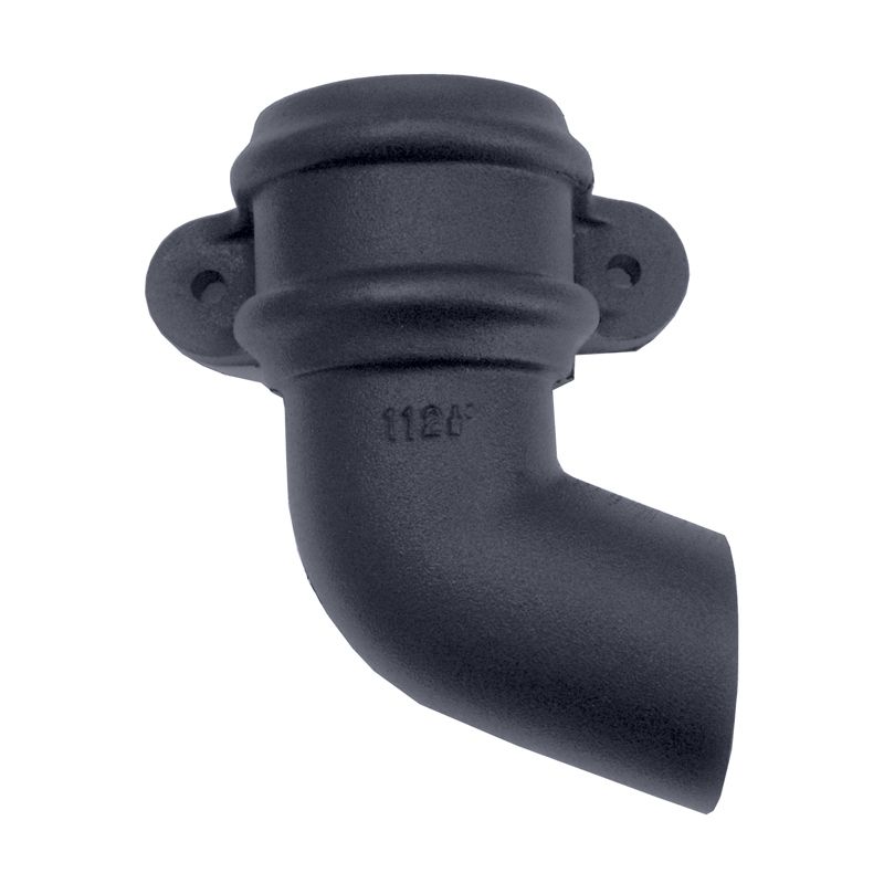 Product image for Cast Iron Style Round Downpipe R/H Handed Shoe With Lugs 68mm - Grey