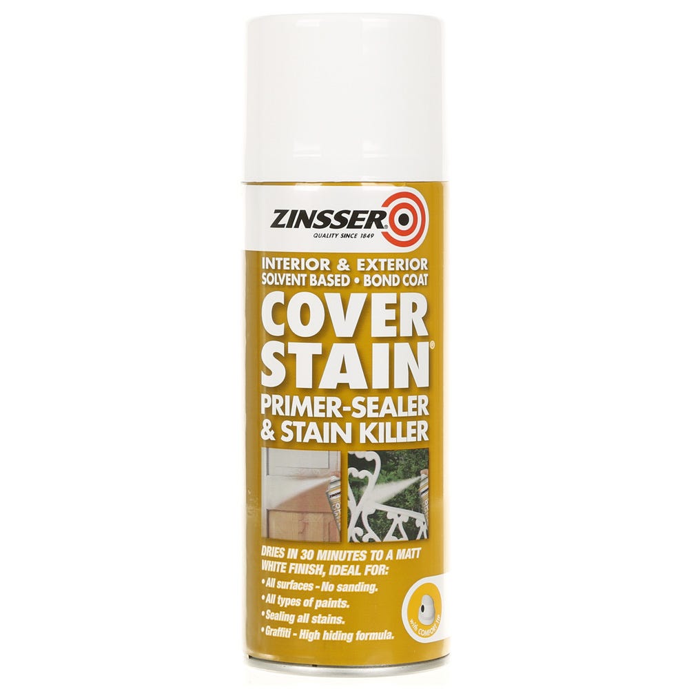 Image of Zinsser Cover-stain Interior & Exterior Sealer & Stain Killer Spray White 400ml