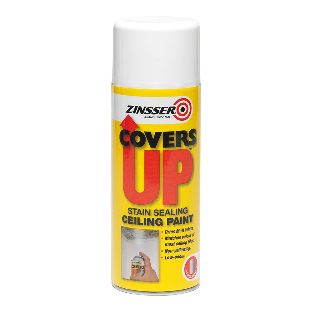 Image of Zinsser Covers Up Stain Sealing Ceiling Spray White 400ml