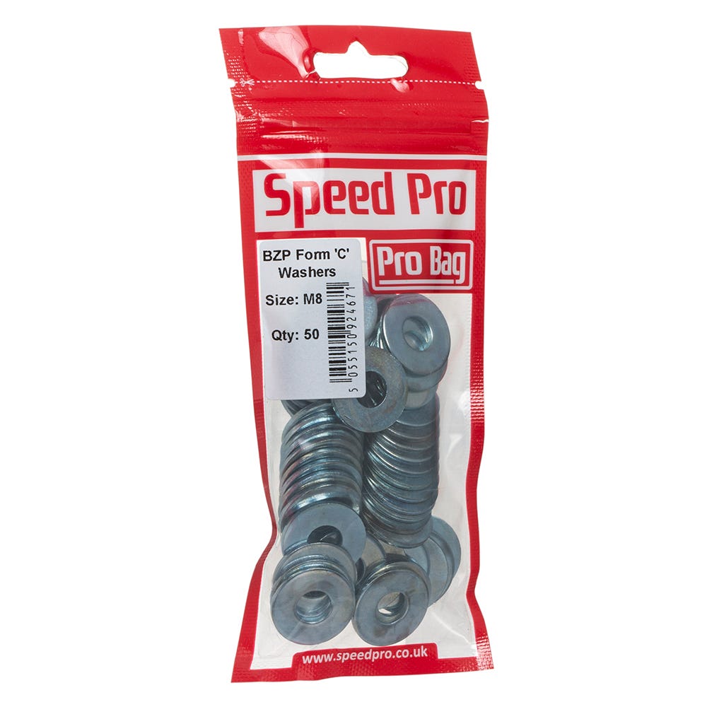 Product image for Speed Pro M8 BZP Form C Washers Pack Of 50