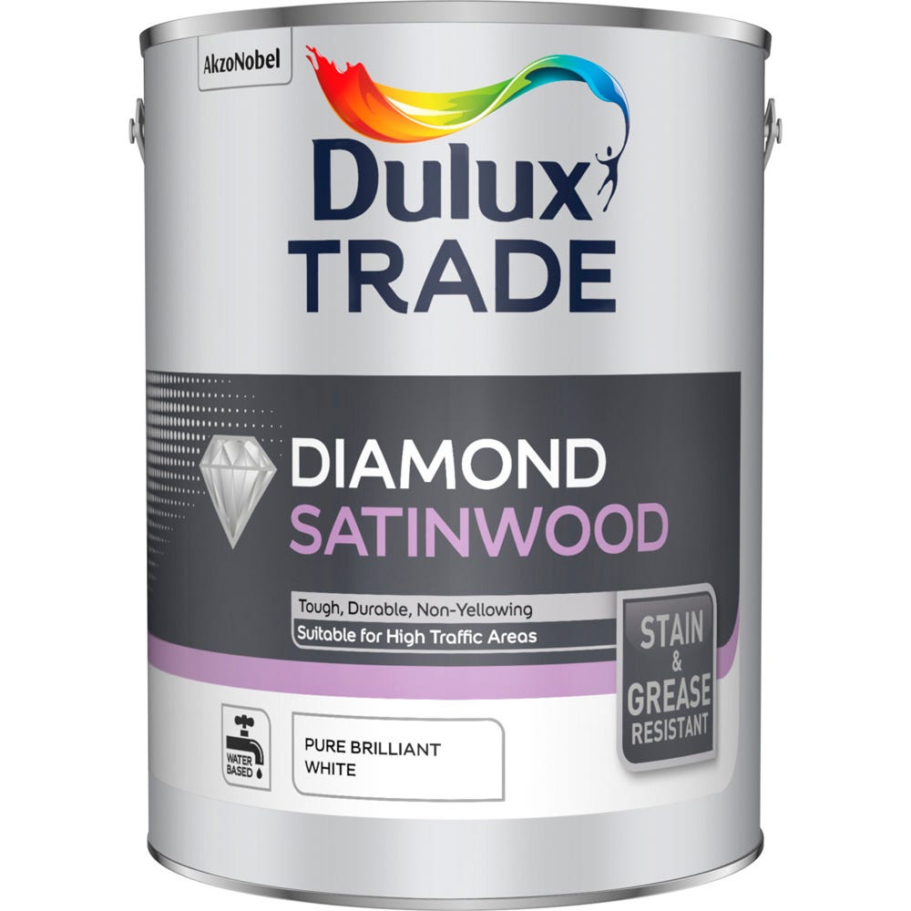 Product image for Dulux Trade Diamond Satinwood Pure Brilliant White 5L