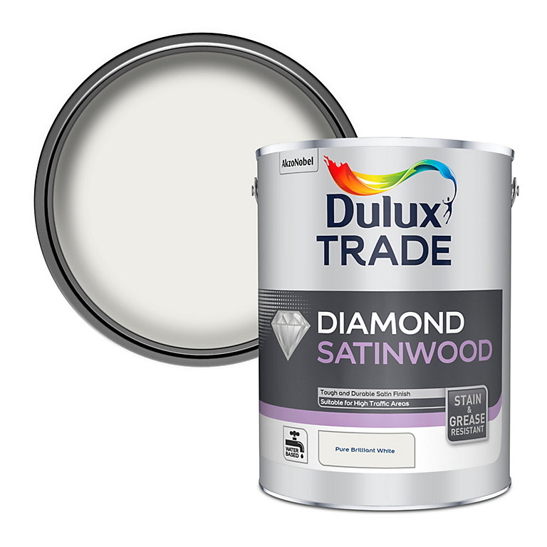 Product image for Dulux Trade Diamond Satinwood Pure Brilliant White 5L