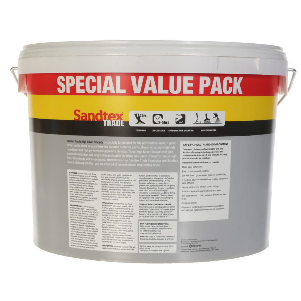 Image of Sandtex Trade High Cover Smooth Brilliant White 7.5L