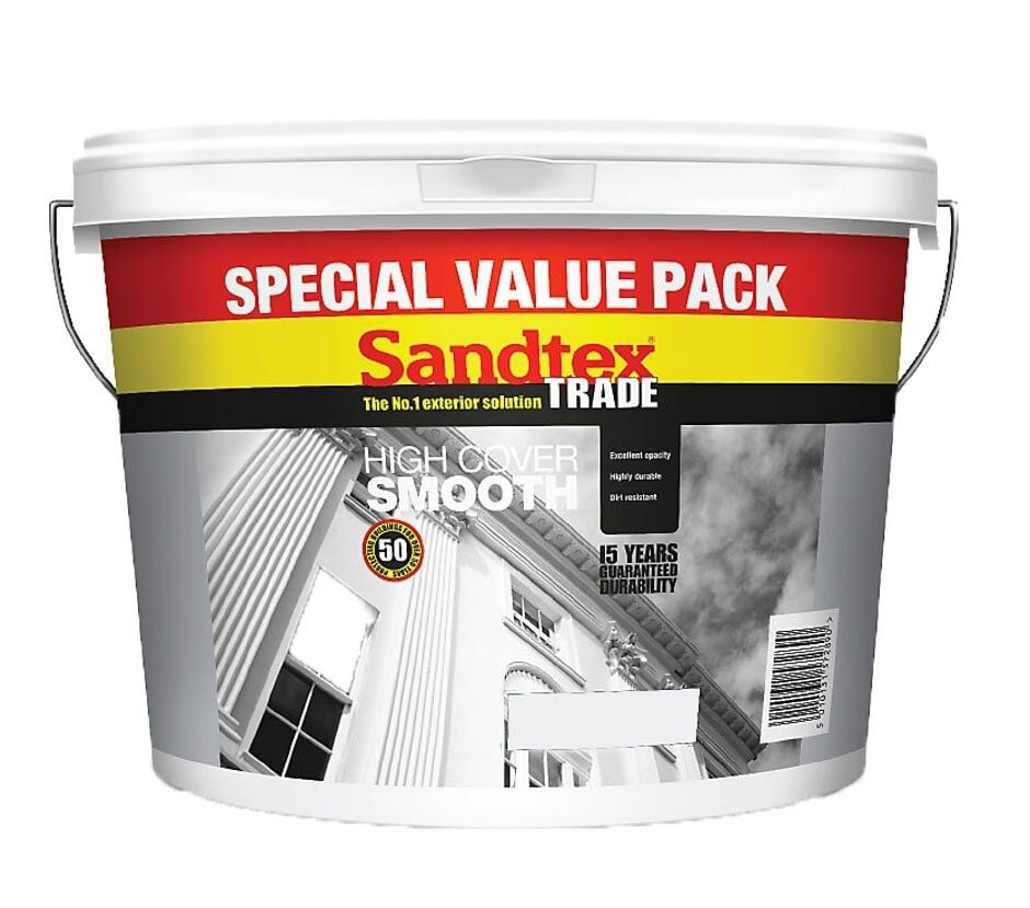 Product image for Sandtex Trade High Cover Smooth Brilliant White 7.5L