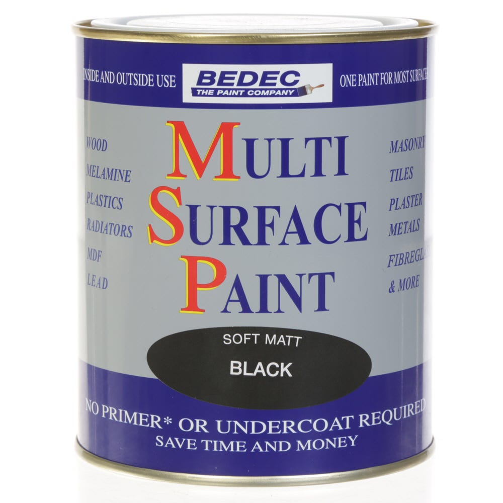 Product image for Bedec Multi Surface Paint Soft Matt Black 750ml