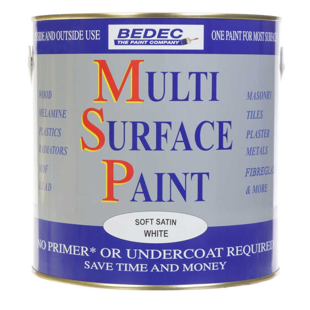 Product image for Bedec Multi Surface Paint Soft Satin White 2.5L