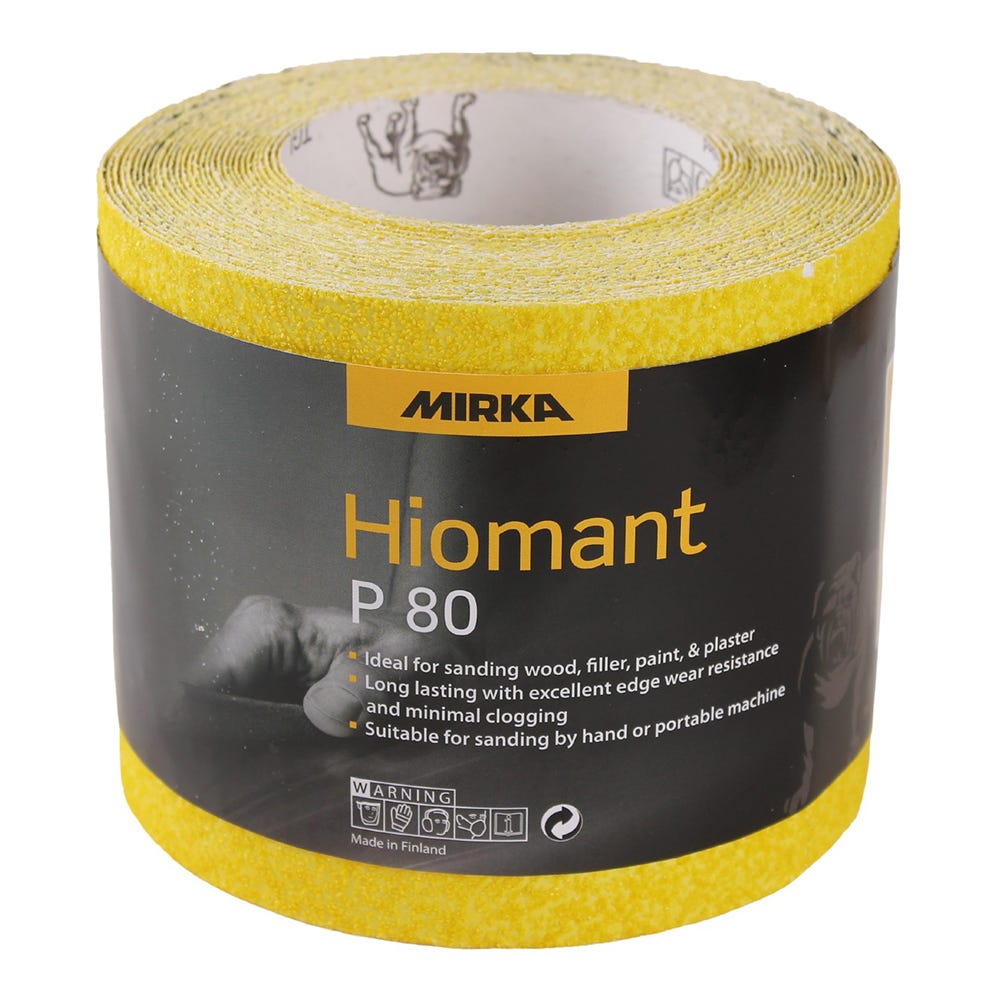 Image of Mirka Yellow Hiomant Sandpaper P80 115mm X 10m Roll
